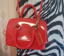 FURLA Candy Bag ROSSO PVC nylon ottime condizioni small red bag borsetta BORSA