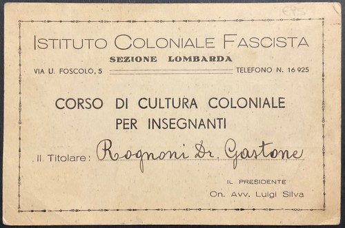 Istuto coloniale fascista sez - istuto,