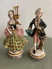 COPPIA DI ANTICHE STATUINE IN PORCELLANA MARCHIATE ITALY E NUMERATE-NOBILI-
