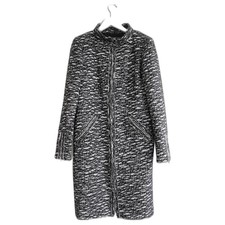 Cappotto tweed Chanel autunno 2010 bianco e nero tessuto largo FR38/UK10.
