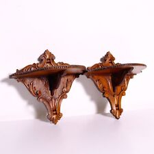 Coppia mensole da parete piccole consolle in legno di abete primi '900
