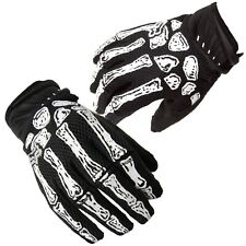 guanti moto BONES scheletro neri con ossa bianche in rilievo moto quad motocros