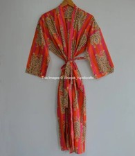 Cotton Robe Long Kimono Orange