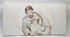 Quadro Sacra Famiglia Dipinto a mano su tela 80x40 capoletto capezzale moderno 