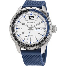 Orologio Uomo NAUTICA PIER 39 NAPP39F08 Silicone Blu Bianco Sub 100mt