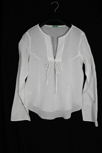 Benetton camicia bianca lino - benetton,