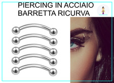 Piercing Sopracciglio Curvo Acciaio Chirurgico Banana Trago Helix  Argento