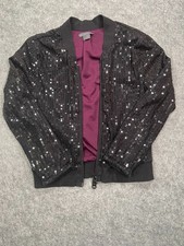 Ladies black sequin bomber