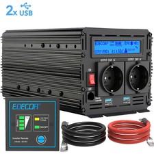 EDECOA Convertitore 1500W 3000W DC 12V to AC 220V Pure Sine Wave Inverter LCD
