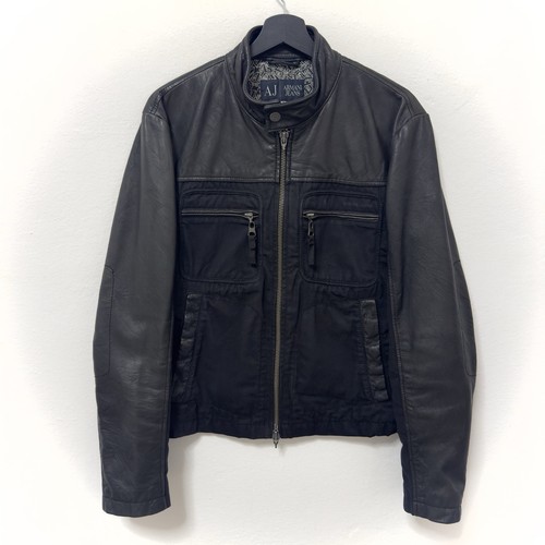 Armani jeans leather jacket - leather, tg