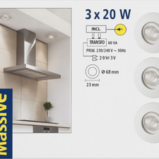 Massive Set Faretti Alogeni Incasso 3x20W – Kit Completo con Trasformatore 12V –