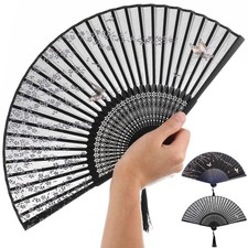  Ventaglio a mano pieghevole in bambù con cavità WINOMO da donna con nappa e