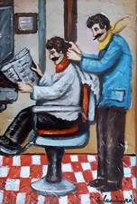 OLIO SU TELA SALVO LOMBARDO "IL BARBIERE" TOP QUALITY