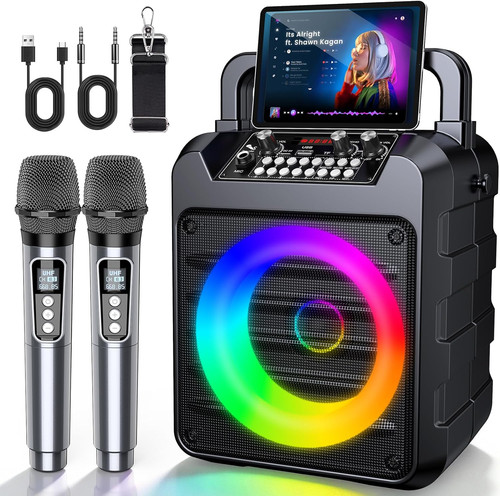 Karaoke con microfono - con, microfono,