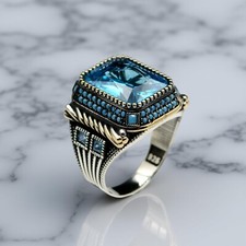 Anello uomo acquamarina