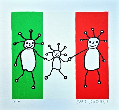 Paul kostabi serigrafia - paul,