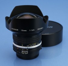NIKON NIKKOR 15MM F3.5 AI-S AIS OBIETTIVO ULTRA WIDE RETTILINEO + TAPPI + FILTRO COME NUOVO
