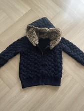 Maglione Uomo Blu M Zara Pelliccia Capuccio 