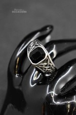 Anello In Acciaio Uomo Pietra Nera Misura 28cm