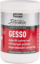 Pébéo - Studio Acrylics Gesso Acrilico 1 Litro - Bianco - Sottofondo Colori Acri
