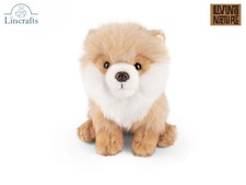 Peluche cucciolo pomerania seduto giocattolo morbido cane orsacchiotto garanzia 10 anni.  Altezza 19,5 cm