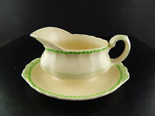 ANTICA SALSIERA SEMI PORCELLANA INGLESE GRINDLEY STAFFORDSHIRE AVORIO E VERDE