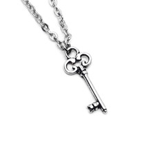 Collana Chiave Argento catena Acciaio con ciondolo per lucchetto da Uomo e Donna