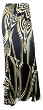 Maxi gonna asimmetrica ROBERTO CAVALLI blu e oro stampa astratta seta raso 44