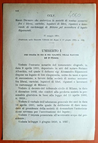 Milano regio decreto - regio, mutuo