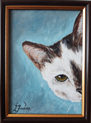 Dipinto olio gatto - di,