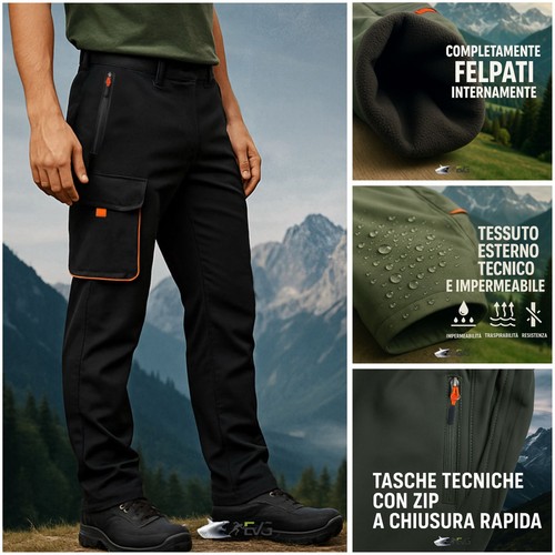 Pantalone multitasche felpato - multitasche,