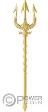 POSEIDON TRIDENT Tridente Gilded 2 Oz Moneta Argento 10000 Francs Chad 2025