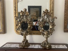 Coppia Di Antichi Reliquiari Con Angeli e Specchiera 58x30 Cm