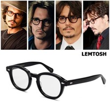 Occhiale Johnny Depp Lenti Trasparenti, Simile a Moscot NERO Lemtosh