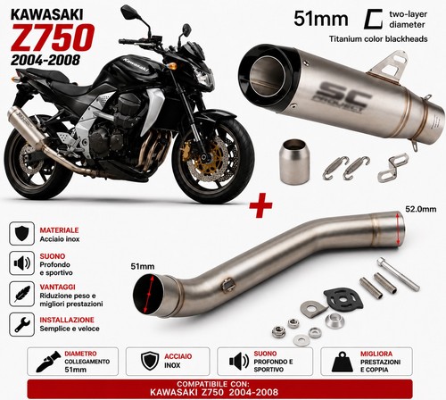 Scarico completo kawasaki z750 - scarico,