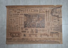 Poster Paravia scuola vintage school map Arte e mestieri  Falegname bottaio vino