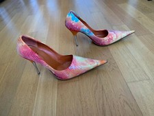 SCARPA DA DONNA APERTA A DECOLLETE' - PAILLETTES TRASPARENTI SU STOFFA FLOREALE-