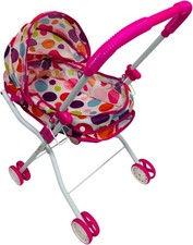 Carrozzina per Bambole con Cappottina Pieghevole Telaio in Metallo Passeggino