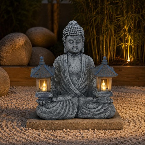 Statua buddha con lanterne - statua,