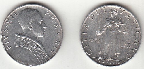 Vaticano lire papa - pio, xii