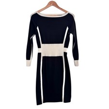 Abito Karen Millen taglia 3 UK 12 maglia bodycon elasticizzato nero bianco ufficio lavoro