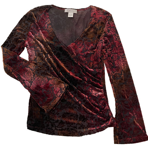 Top blusa rosso iridescente