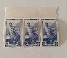 1950,Italia, La Fucina, Valle d'Aosta, terzina Di Francobolli Nuovi