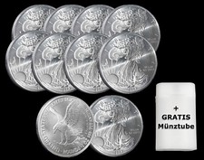 10x 1 oz medaglia titanio + tubo moneta OMAGGIO (American Silver Eagle Liberty oncia)