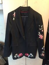 ZARA WOMAN GIACCA BLAZER STRIPED RICAMATO FIORI GREY ORIGINALE L