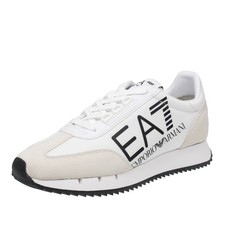 Ea7 Emporio Armani Black & White Vintage - Sneakers Basse In Suede Bianco - Uomo