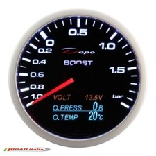 Manometro Strumento FUME 60mm DEPO Pressione Turbo -1+2 BAR Volt Temp Press OLIO