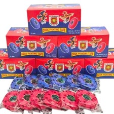 12 Rotoli Nastro Coesivo Rosso Blu Fascia Gambe Pollame Fasce Animali Fattoria Pet