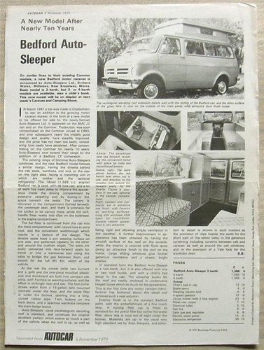 Bedford auto sleeper autocar - auto-sleeper,