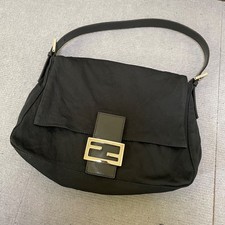 Borsa a mano/tracolla Fendi Mamma Bucket in cotone nero